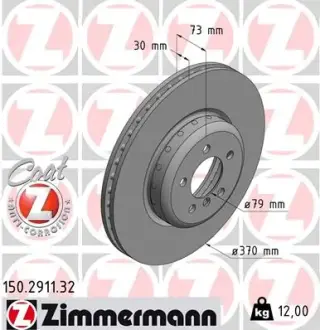 Вентильований гальмівний диск otto zimmermann gmbh 150291132