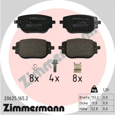 Гальмiвнi колодки дисковi заднi Otto Zimmermann GmbH 206251652 (фото 1)