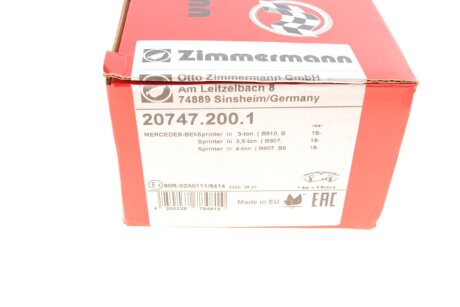 Комплект гальмівних колодок otto Zimmermann GmbH 207472001