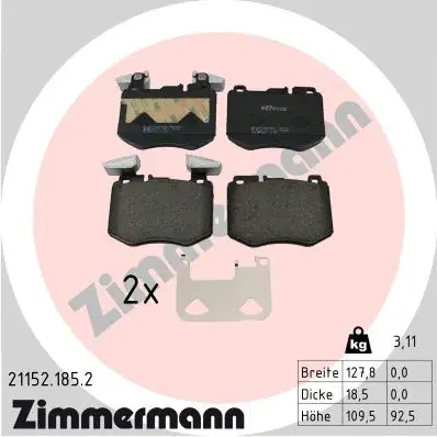 Передние тормозные колодки otto zimmermann gmbh 211521852
