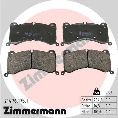 Передние тормозные колодки otto zimmermann gmbh 214761751