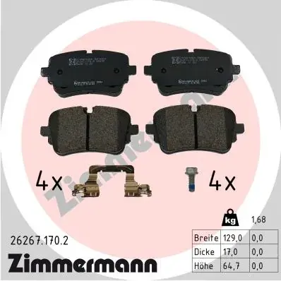 Гальмiвнi колодки дисковi заднi otto zimmermann gmbh 262671702