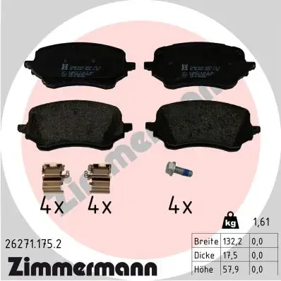 Гальмiвнi колодки дисковi otto zimmermann gmbh 262711752