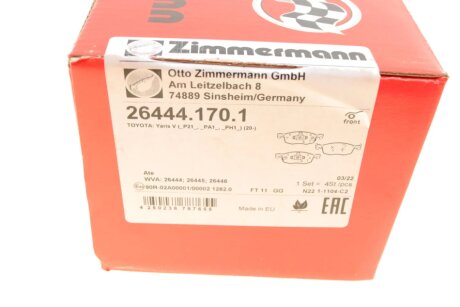 Комплект гальмівних колодок otto Zimmermann GmbH 264441701