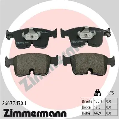 Тормозні (гальмівні) колодки Otto Zimmermann GmbH 266771701 (фото 1)