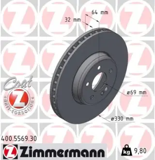 Вентильований гальмівний диск otto zimmermann gmbh 400556930