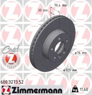 Гальмiвнi диски SPORT Z переднi Otto Zimmermann GmbH 600327352