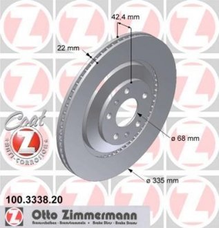 Вентильований гальмівний диск otto Zimmermann GmbH 100.3338.20