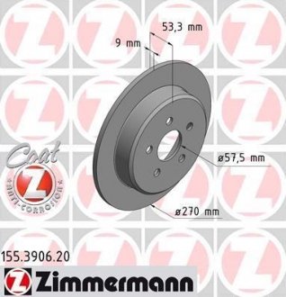Тормозной диск otto Zimmermann GmbH 155.3906.20