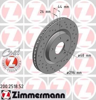 Вентилируемый тормозной диск otto Zimmermann GmbH 200.2518.52