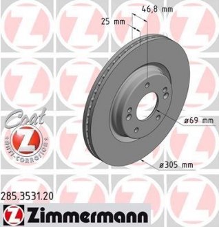 Вентильований гальмівний диск otto Zimmermann GmbH 285.3531.20