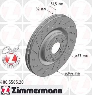 Вентильований гальмівний диск otto Zimmermann GmbH 400.5505.20