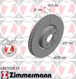 Вентилируемый тормозной диск otto Zimmermann GmbH 400.5509.20