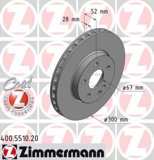 Вентильований гальмівний диск otto Zimmermann GmbH 400.5510.20
