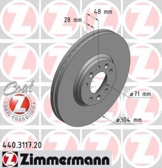 Вентильований гальмівний диск otto Zimmermann GmbH 440.3117.20