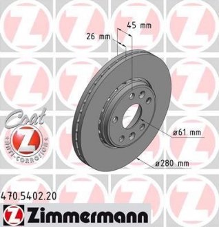 Вентильований гальмівний диск otto Zimmermann GmbH 470.5402.20