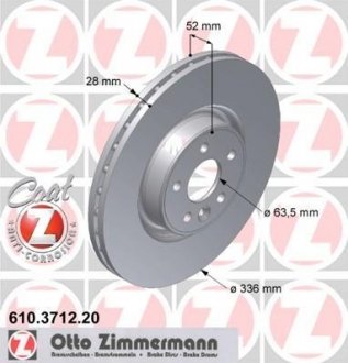 Вентильований гальмівний диск otto Zimmermann GmbH 610.3712.20