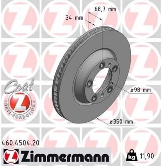 Вентильований гальмівний диск otto Zimmermann GmbH 460450420