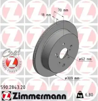 Вентильований гальмівний диск Otto Zimmermann GmbH 590284320