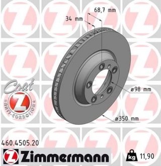 Вентильований гальмівний диск otto Zimmermann GmbH 460450520