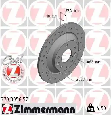 Перфорированный тормозной диск otto zimmermann gmbh 370305652
