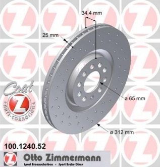 Вентилируемый тормозной диск otto Zimmermann GmbH 100.1240.52