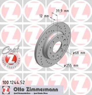 Задній гальмівний (тормозний) диск otto Zimmermann GmbH 100.1244.52