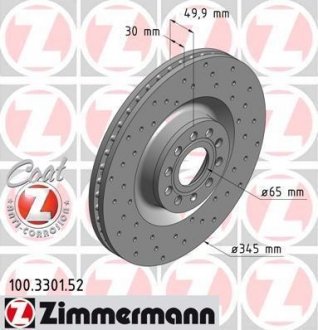 Вентильований гальмівний диск otto Zimmermann GmbH 100.3301.52