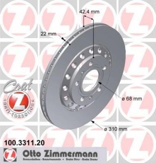 Вентильований гальмівний диск otto Zimmermann GmbH 100.3311.20
