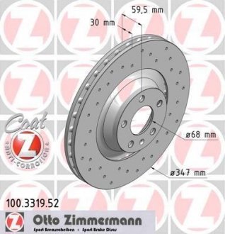 Вентилируемый тормозной диск otto Zimmermann GmbH 100.3319.52
