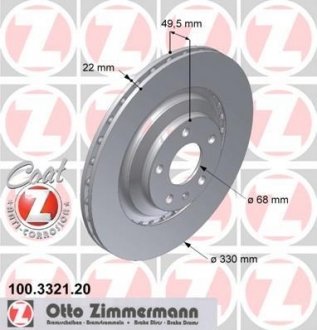 Тормозной диск otto Zimmermann GmbH 100.3321.20