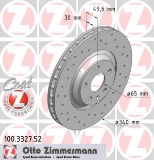 Вентильований гальмівний диск otto Zimmermann GmbH 100.3327.52