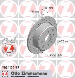 Гальмівний диск otto Zimmermann GmbH 150.1129.52