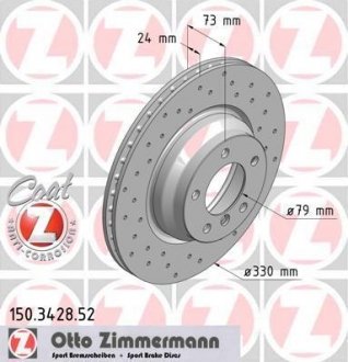 Вентильований гальмівний диск otto Zimmermann GmbH 150.3428.52