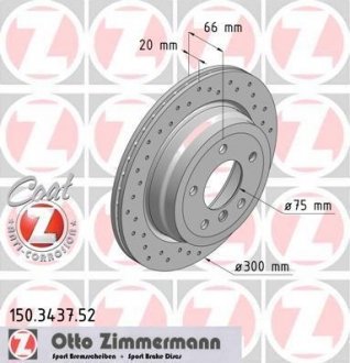 Гальмівний диск otto Zimmermann GmbH 150.3437.52