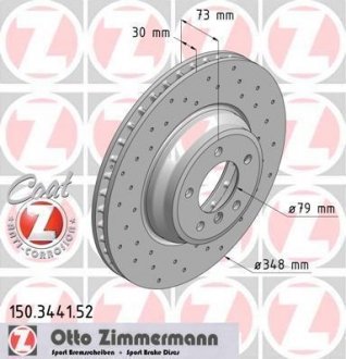 Вентилируемый тормозной диск otto Zimmermann GmbH 150.3441.52