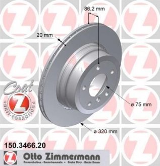 Вентильований гальмівний диск otto Zimmermann GmbH 150.3466.20