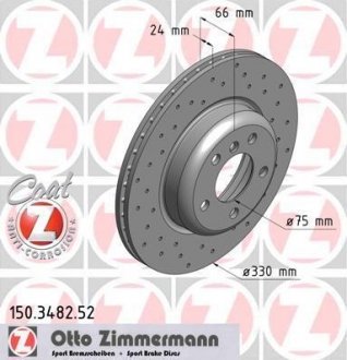 Гальмівний диск otto Zimmermann GmbH 150.3482.52