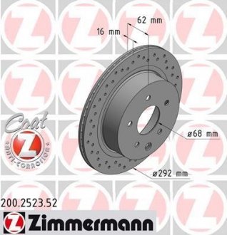 Вентильований гальмівний диск otto Zimmermann GmbH 200.2523.52