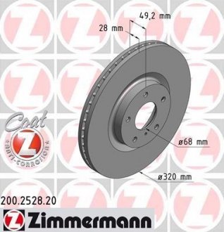 Вентильований гальмівний диск otto Zimmermann GmbH 200.2528.20