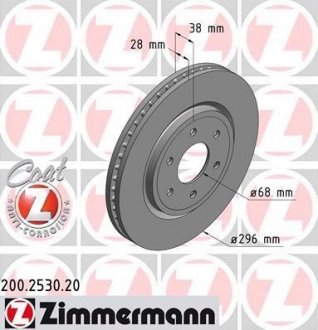 Вентильований гальмівний диск otto Zimmermann GmbH 200.2530.20