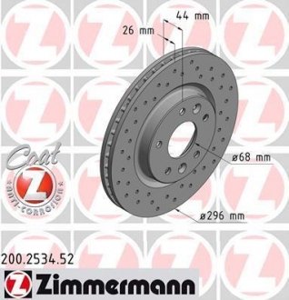 Вентилируемый тормозной диск otto Zimmermann GmbH 200.2534.52