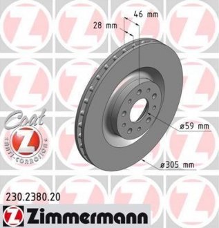 Вентильований гальмівний диск otto Zimmermann GmbH 230.2380.20