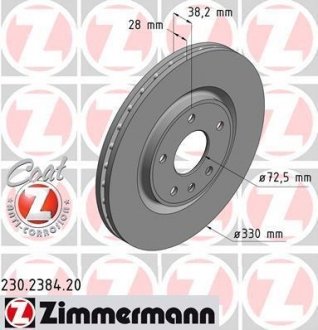 Вентилируемый тормозной диск otto Zimmermann GmbH 230.2384.20