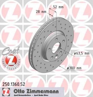 Вентилируемый тормозной диск otto Zimmermann GmbH 250.1360.52