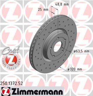 Вентилируемый тормозной диск otto Zimmermann GmbH 250.1372.52