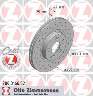 Вентилируемый тормозной диск otto Zimmermann GmbH 280.3166.52