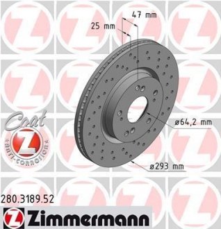 Вентильований гальмівний диск otto Zimmermann GmbH 280.3189.52