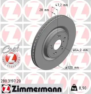 Вентилируемый тормозной диск otto zimmermann gmbh 280319720 Хонда Срв