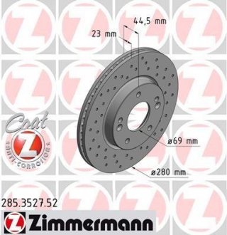 Вентилируемый тормозной диск otto Zimmermann GmbH 285.3527.52